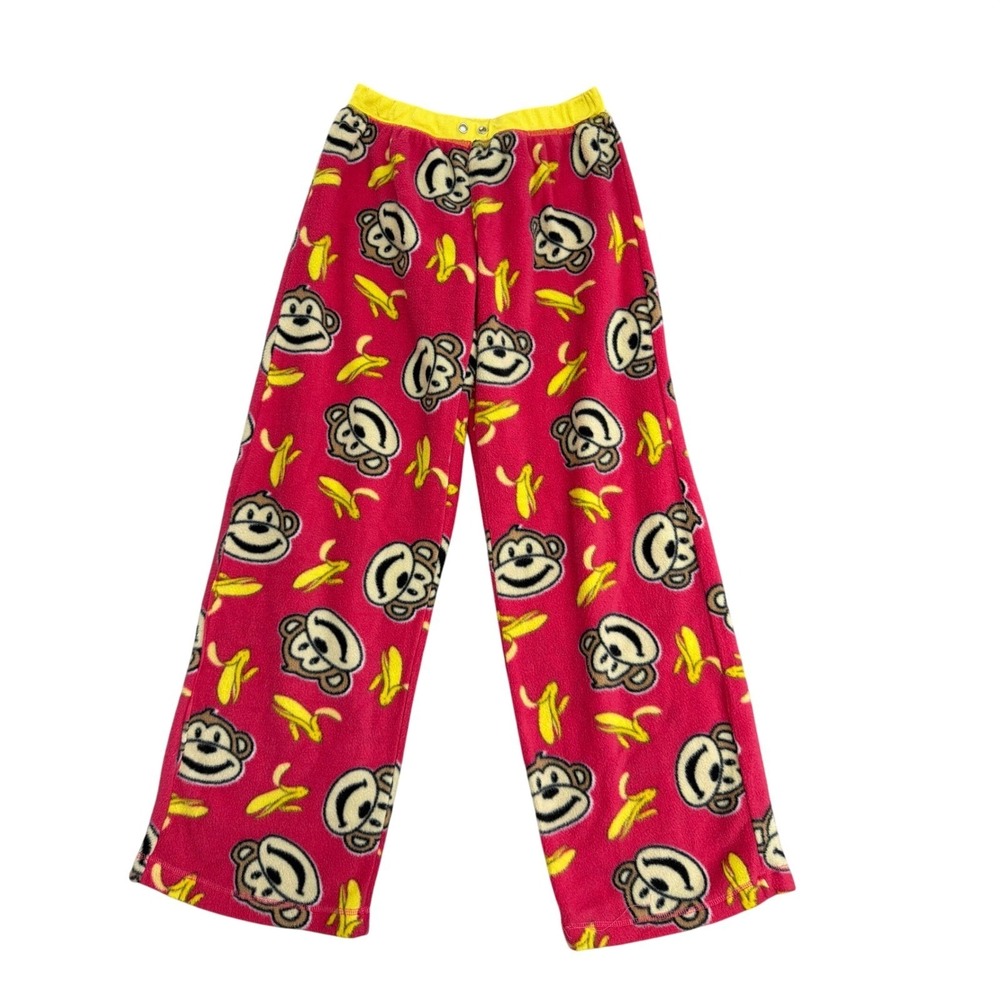 Seven‎ Apparel Intimates Womens Pink Fleece Monkey Banana Pajama Pants Medium